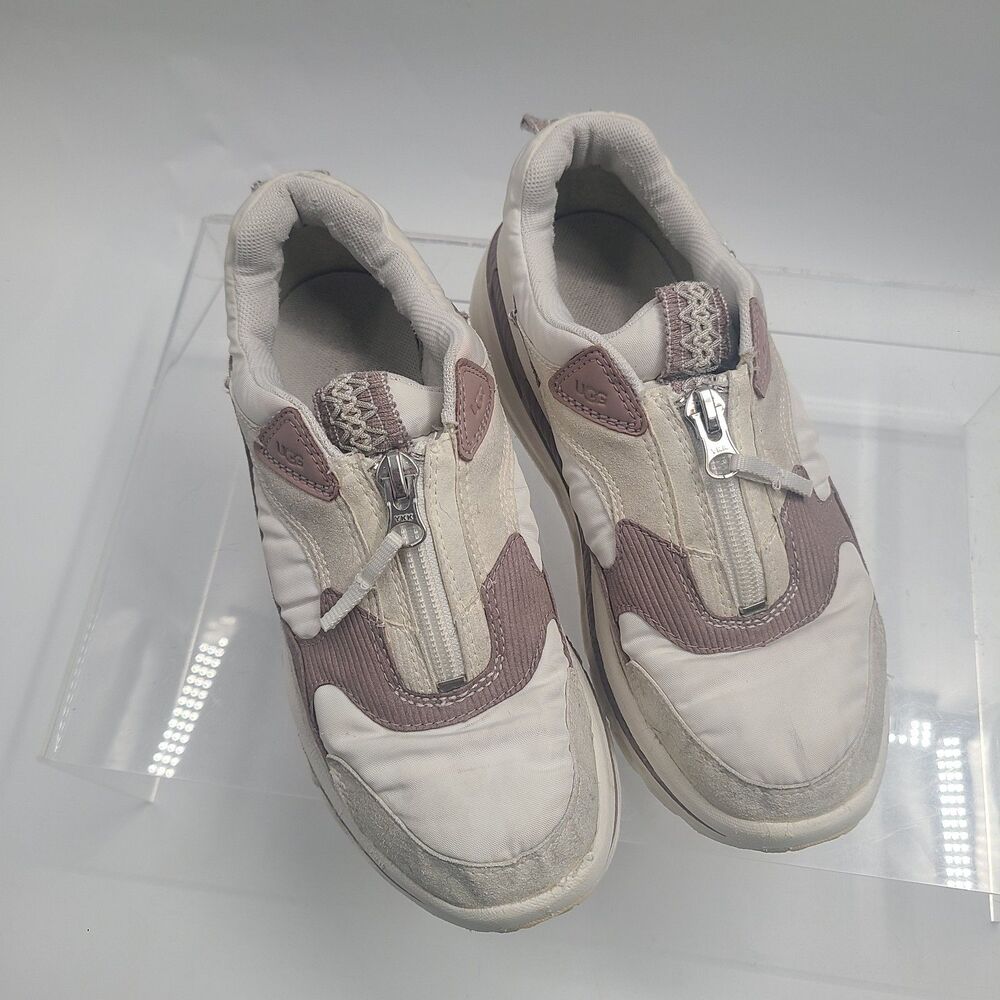 UGG CA805 White & Purple/Brown Zip-up Platform Chunky Sneakers #1116311 Size 7